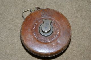 Vintage Ww2 Military Rabone & Son 1944 Leather 50ft Tape Measure With Crow Foot