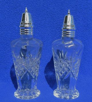 Large 6 1/2 " Vintage Lead Crystal Cut Glass Salt & Pepper Shakers 4218