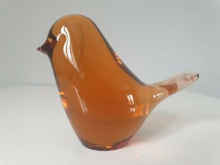Vintage Wedgwood Glass Amber Bird Marked Ornament Paperweight
