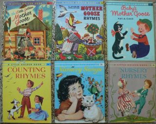 6 Vintage Little Golden Books Nursery Rhymes,  Baby 