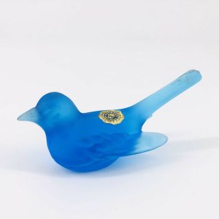 Vintage Westmoreland Satin Cobalt Blue Glass Bird Figurine