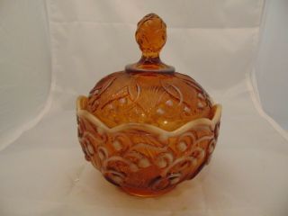 Fenton Cameo Opalescent Lily Of The Valley Flat Covered Candy Dish