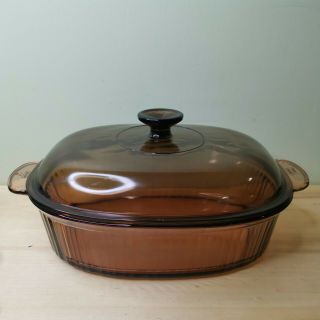 Vision Corning Ware 4l Oval Roaster Casserole Amber Dutch Oven W/lid Usa 4l