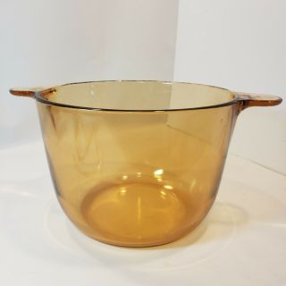 Visions Corning Ware Pyrex Amber Glass 3.  5l Stock Pot Dutch Oven No Lid France