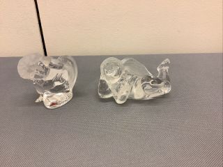 Pair Daum France Crystal Art Glass Angel Paperweight Figurines Signed