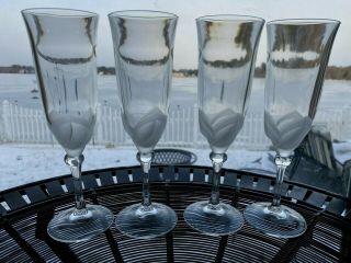 Set Of 4 Fluted Champagne Glasses In Florence By Cristal D 