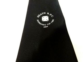 Neath Rfc Schweppes Cup Final 1984 Rugby Club Tie Black Polyester Vintage T73