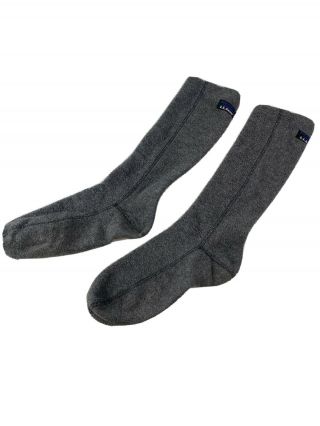 Vintage L.  L.  Bean Womens Boot Liner Socks Gray Fleece M Medium Logo Patch Tag