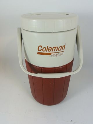 Vintage Coleman Polylite Burgundy 1/2 Gallon Thermos 5590 Water Jug Cooler 1987