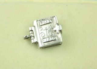 Vintage Nuvo Sterling Silver Bible Book Charm Opens To Lords Prayer