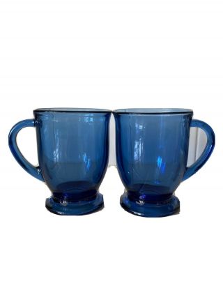 Set Of 2 Anchor Hocking Cobalt Blue Glass Mug