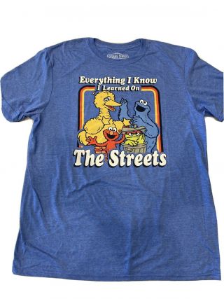 Sesame Street Tshirt Large Blue “everything I Know I Learned On The Streets
