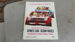 Vintage Watkins Glen Nationals Trans Am Sports Car Sedan Road Race 1969 Program