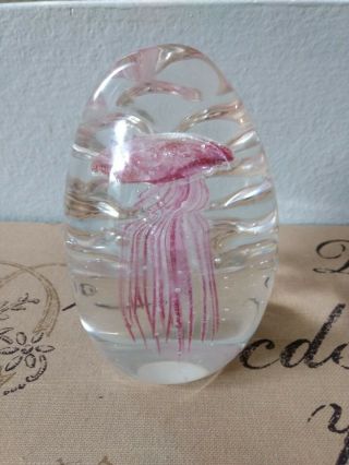 Murano Ann Primrose D ' art Cristalleria Pink Jellyfish Paperweight Stella. 2