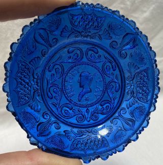 Vintage Rare Cobalt Blue Glass Henry Clay Cup Plate,  3.  5 Inches