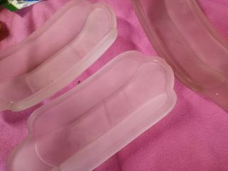 Pink Satin Glass Banana Split Dishes Bowls Rare Ice Cream Boat Set Of 3 Sh