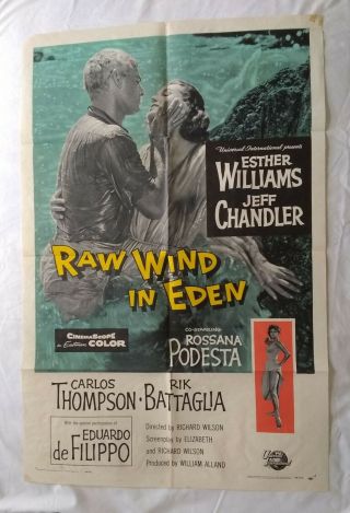 Esther Williams Raw Wind In Eden Vintage 1 Sheet Poster Folded 1958