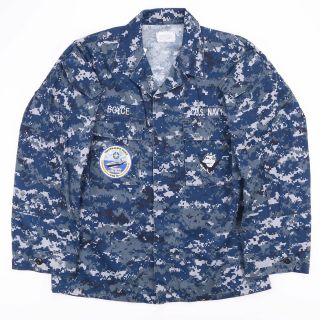 Vintage Us Navy Blue Digital Camo Koman Propper Shirt Size Men 