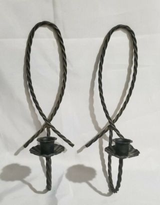 Vintage Home Interior Black Rope Candle Holders Wall Sconces 11.  5 " T