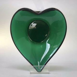 Murano Glass Heart Shaped Dish Emerald Green Glass Dish