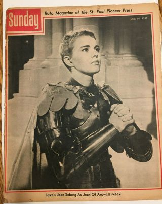 1957 Pioneer Press Newspaper Supplement Jean Seberg Joan Of Arc Movie Actress Ad