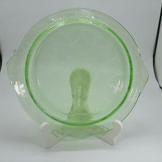 Vintage Uranium Depression Glass Cake Plate Hocking Cameo Ballerina Mcm 10.  5 "