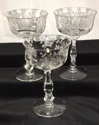 3 Fostoria Willowmere Crystal 5 3/8 " - 6 Oz Saucer Champagne Goblets 6024