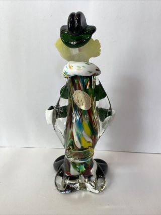 Vintage Murano Glass Clown With Accordion With Sticker 3