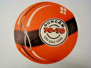 Vintage " Duncan Yo - Yo On Here " Point Of Purchase Paper Sign By Flambeau