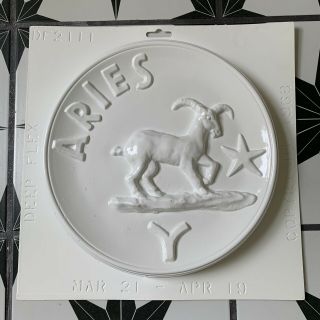 Vintage Plastic Plaster Chalkware Aries Ram Star Zodiac Astrology Deep Flex Mold