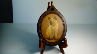 Vintage Oval Plaque With Siamese Kitty Cat