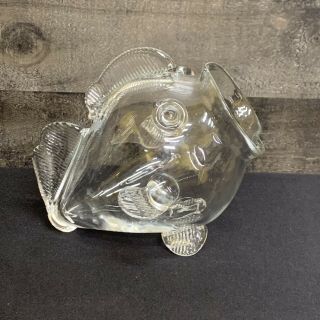 Hand Blown Art Glass Clear Open Mouth Fish Bowl Planter Terrarium
