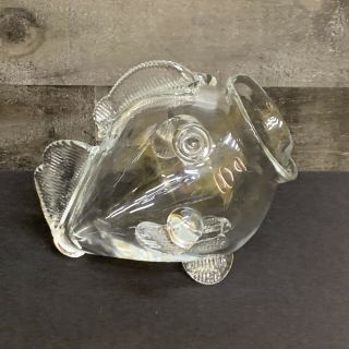 Hand Blown Art Glass Clear Open Mouth Fish Bowl Planter Terrarium 2