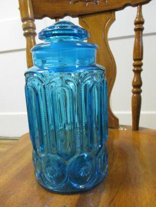 Le Smith Moon And Stars 9.  5 " Blue Glass Canister Apothecary Jar