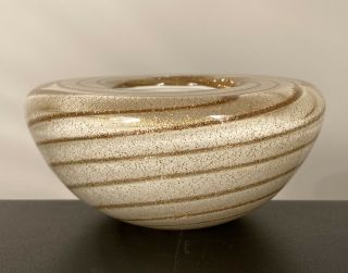 Fratelli Toso Murano Art Glass Mini 1.  75 " Paperweight Bowl Vase Bowl Gold Copper