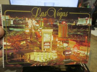 Vintage Old Postcard Nevada Las Vegas Mirage Caesars Palace Sands Casino Lights