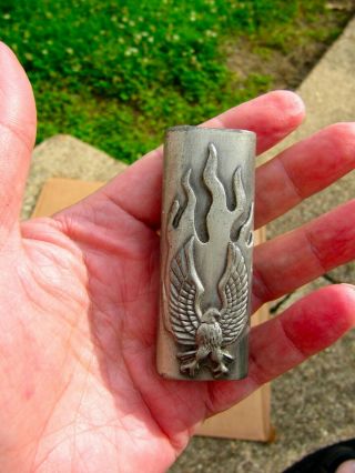 Vintage Heavy Metal Cigarette Lighter Cover With Firebird Phoenix Eagle Design