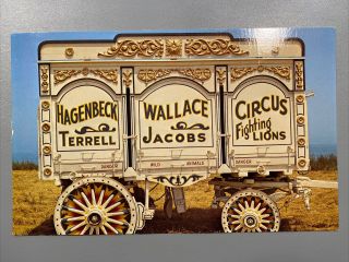 Vintage 1971 Circus World Museum Postcard Hagenbeck - Wallace 3 Arch Cage Wagon