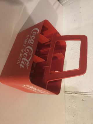 Vtg Coca Cola Red Plastic 6 - Pack Soda Pop Bottle Carrier Caddie Half Quart Pint