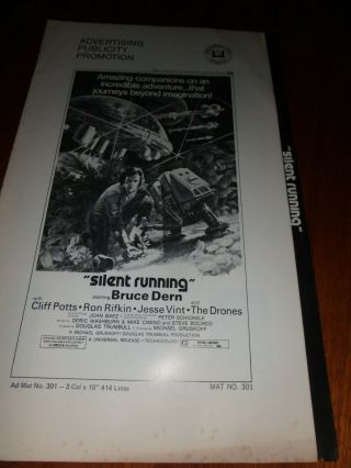 " Silent Running " Bruce Dern 1972 Pressbook
