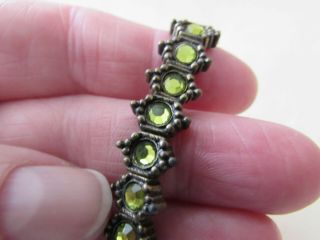 Vintage Handmade Beaded Stretch Bracelet Goldtone And Light Green Colored Beads