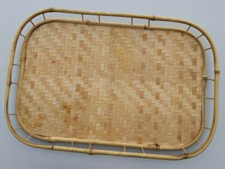 Vintage Tiki Bamboo / Rattan Wicker Serving Lap Tray 19 “x 12.  5”