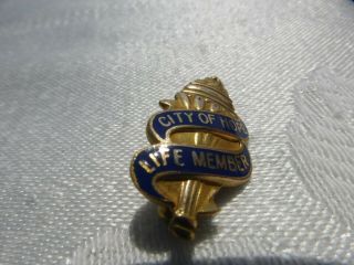 City Of Hope Vintage Gold Filled And Blue Enamel Pin Life Member Detailed