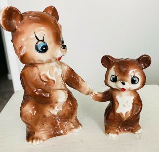 Vintage Mama & Baby Bear Salt And Pepper Shakers So Cute