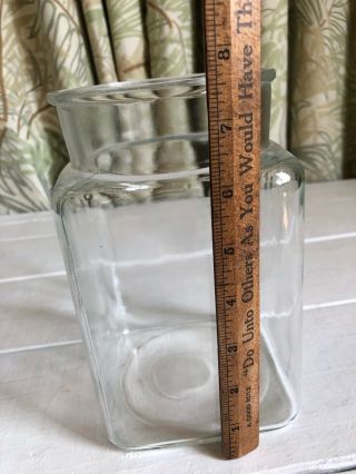 Vtg Anchor Clear Glass Canister Apothecary Jar Square Chip / No Lid