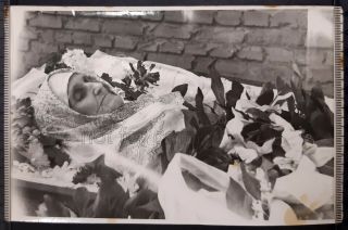 50s Funeral Old Woman Dead Coffin Post Mortem Russia Vintage Real Photo