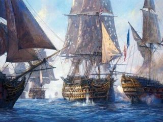 Sailing Ship Poster The Battle Of Trafalgar Rare