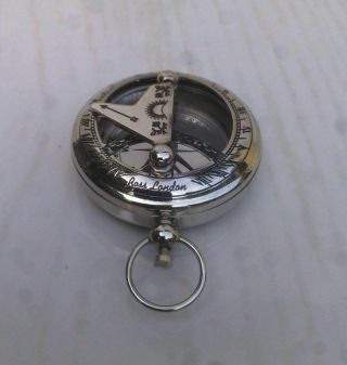 Antique Vintage Pocket Compass Sundial Push Button Compass Brass Compass