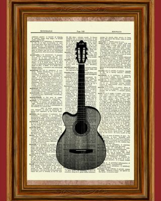 Acoustic Guitar Dictionary Art Print Book Page Picture Poster Vintage Wall Decor