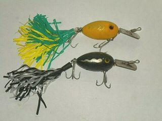 Two Vintage Fred Arbogast Arbo Gaster Fishing Lures - 1 - 1/2 " - Skirts